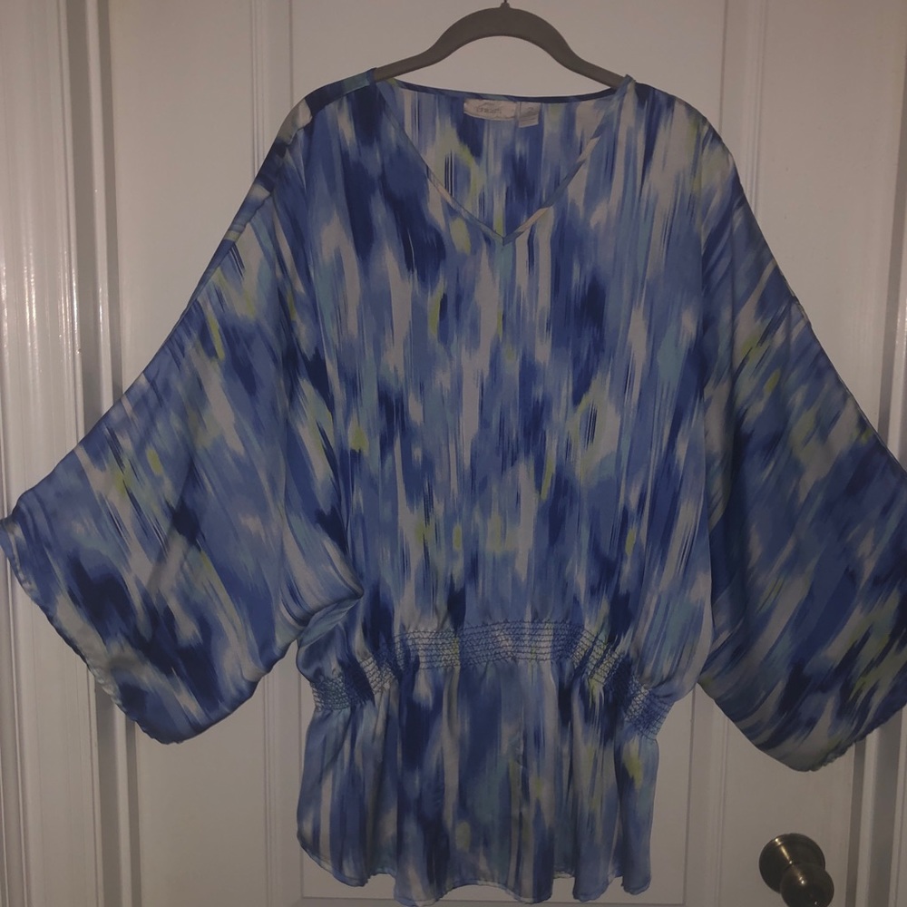 Blue abstract Chico’s blouse